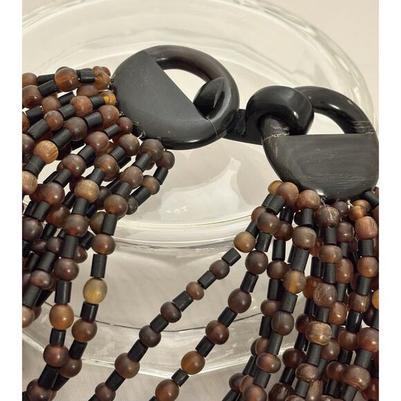 Vintage MONIES Gerda Lynggaard Horn Bead 18 Strand Necklace w/signature ID Tag - Picture 8 of 8